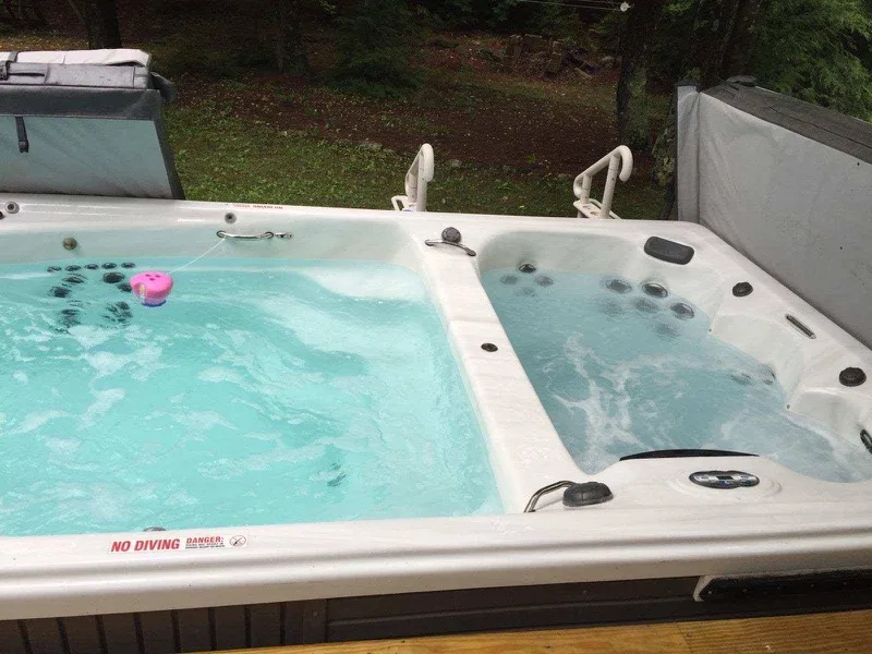 Hot tub with clear blue water after service